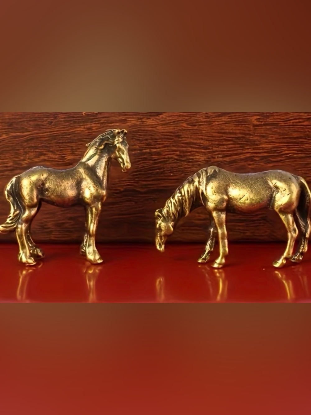 3 Miniature Brass Horse Figurines